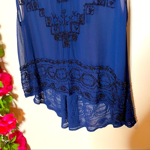 Free People Run With It Beaded Navy Tank Top - Picture 4 of 10